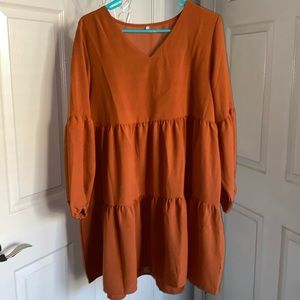 Amoretu Fall rust colored tiered dress